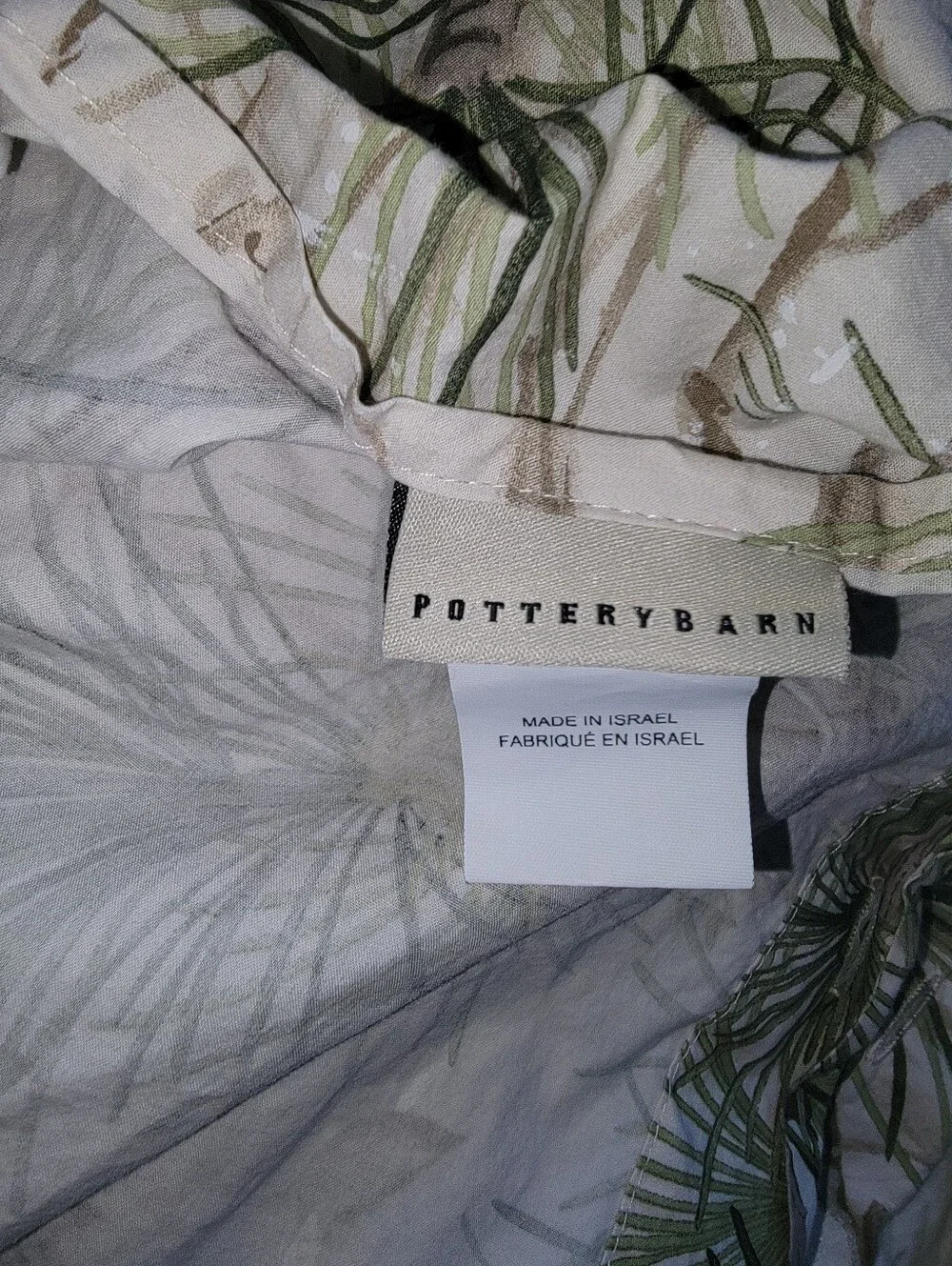 Pottery Barn Snow Pine Duvet Cotton Green, Brown, Cream Queen/Full